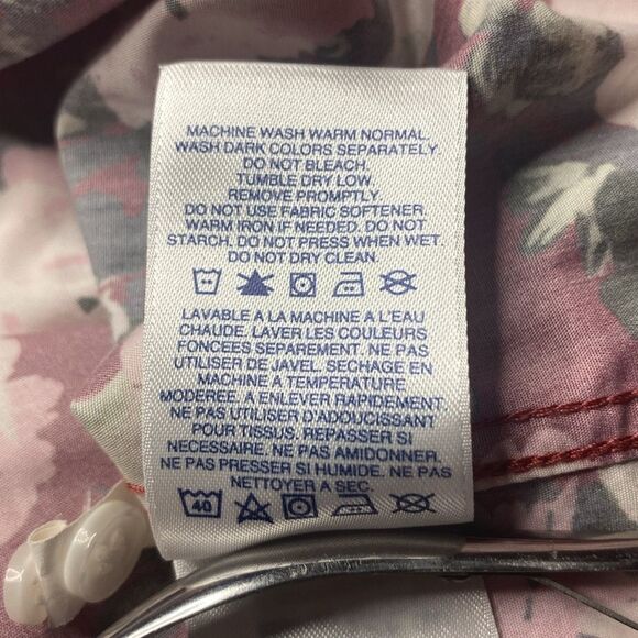 Lands’ End Wm’s Sz 20W Pink Floral Hydrangea Half Button Collared Tunic Blouse - Picture 6 of 6